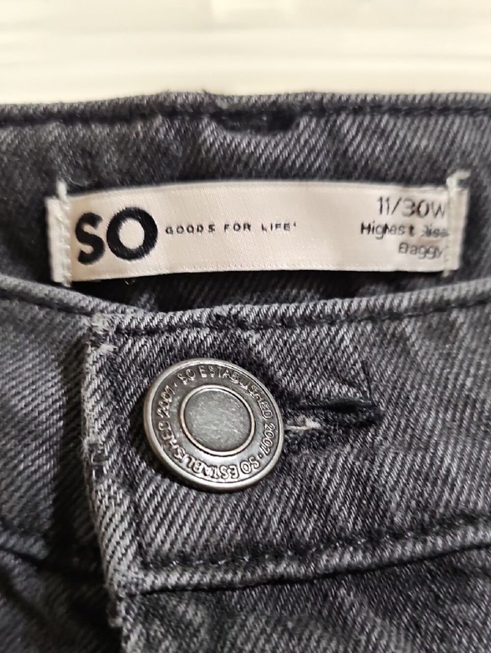 SO Women's Wide Leg Flare Jeans in Washed Black - Picture 2 of 2